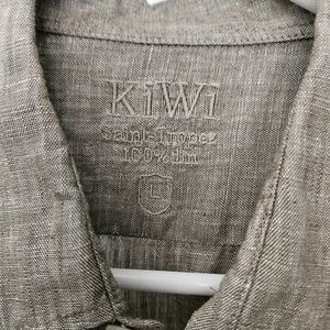 Kiwi mens linen shirt, size large, dark grey color
